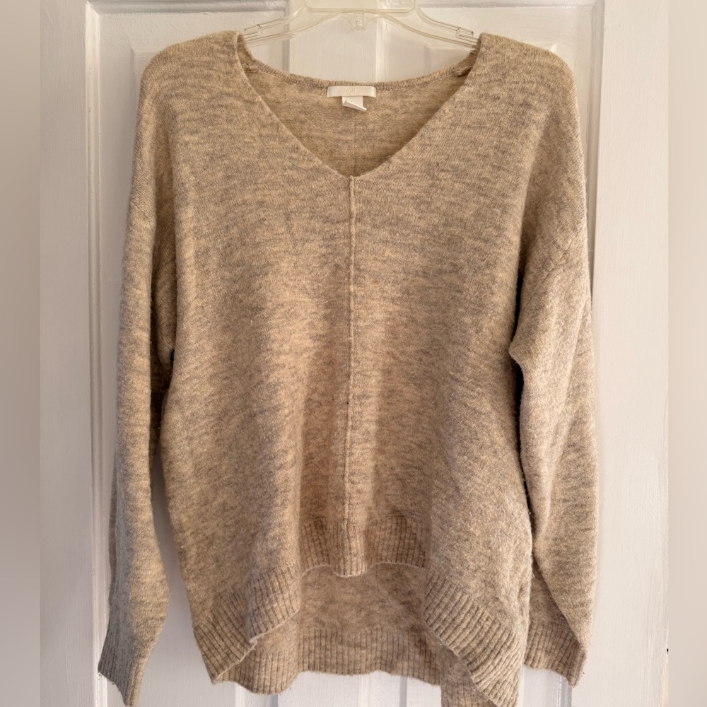 H&M Cozy Beige V-Neck Sweater